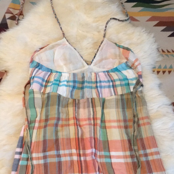 Rainbow Plaid Cotton Gauze Halter Maxi Dress - Picture 6 of 6